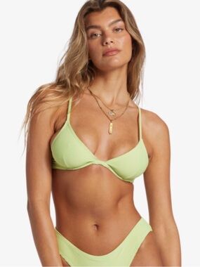 Billabong Tanlines Reese Ripped Underwire Bikini Top Lime Zest XL